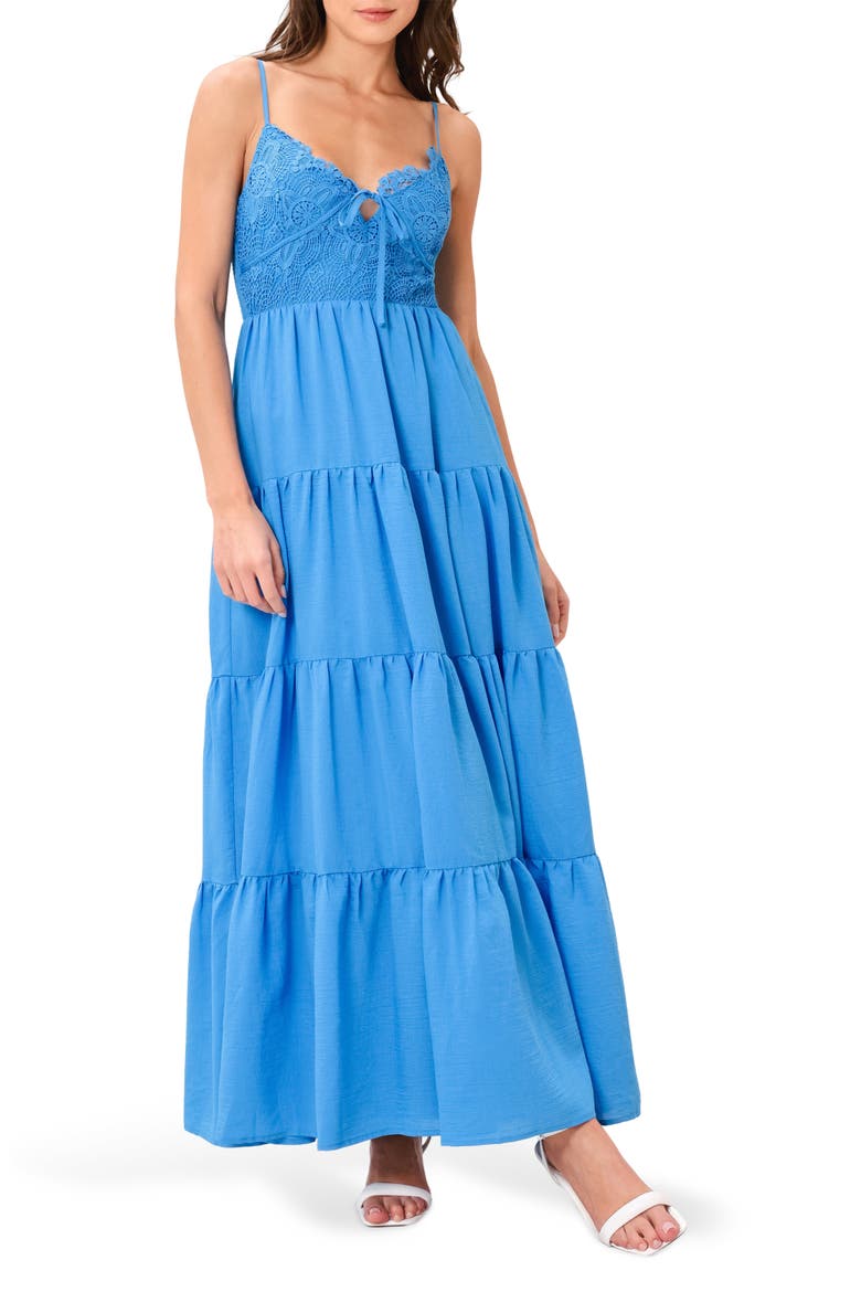 Mixed Lace Maxi Dress, Main, color, BLUE