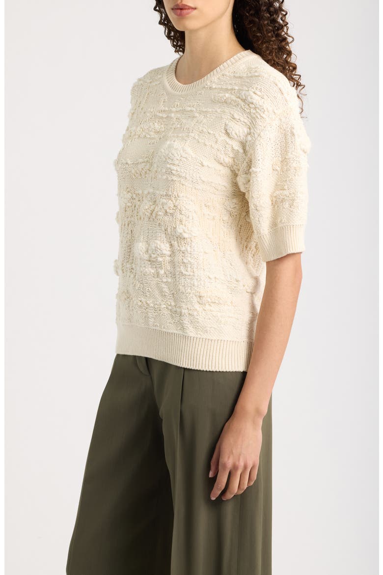 Fepo Texture Short Sleeve Sweater, Alternate, color, SOFT CREAM
