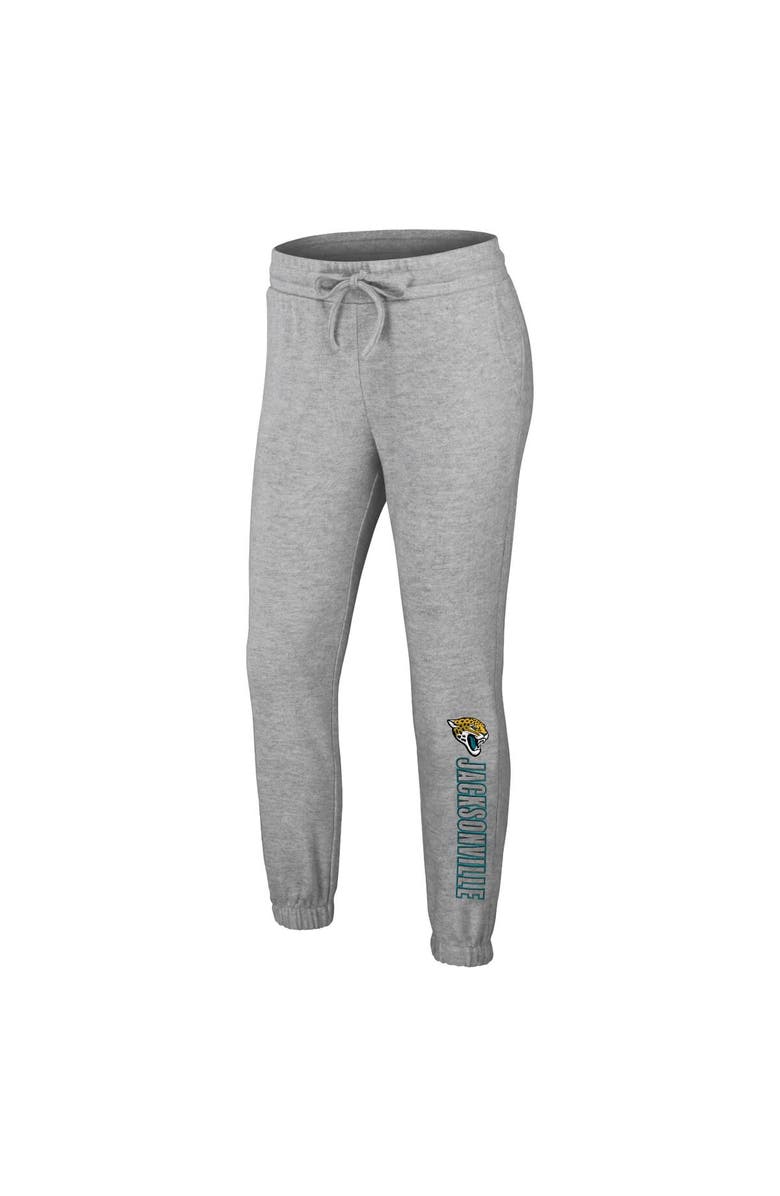 WEAR by Erin Andrews Women's WEAR by Erin Andrews Heather Gray Jacksonville Jaguars Knit Long Sleeve Tri-Blend T-Shirt & Pants Sleep Set, Alternate, color, Heather Gray