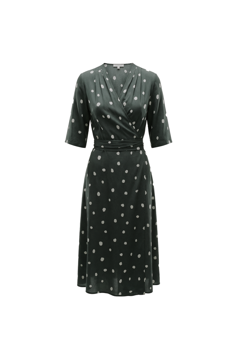 Wrap Dress, Main, color, Black with white dot