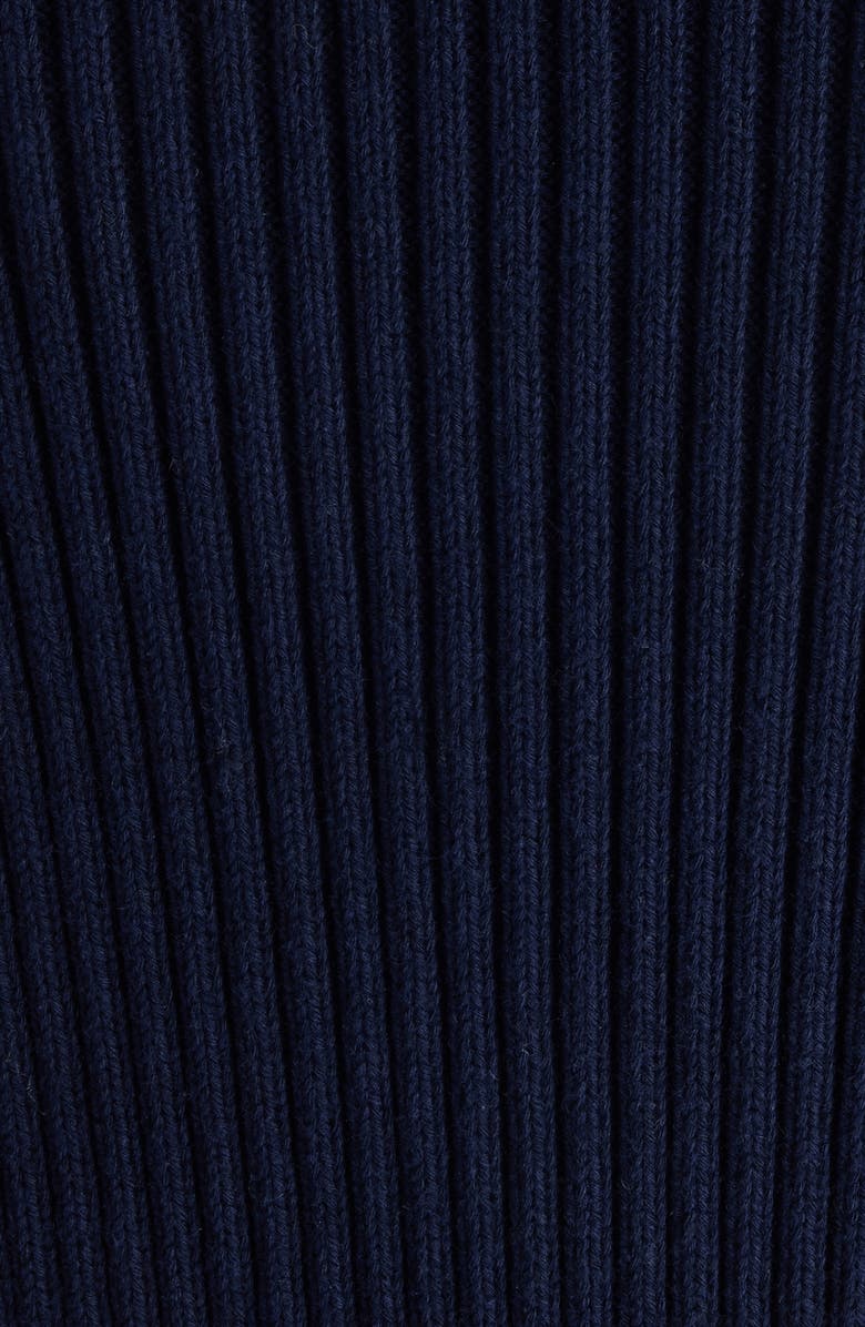 Balenciaga Pinched Long Sleeve Wool Rib Dress, Alternate, color, 4140 Navy