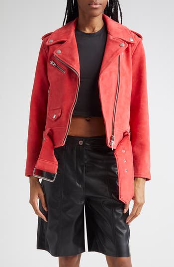 Stand Studio Icon Suede Biker Jacket In Green