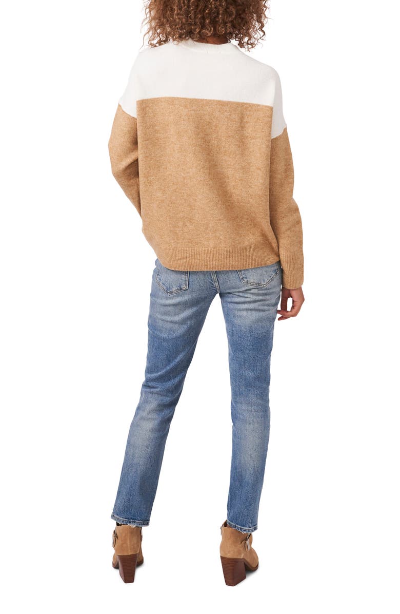 Vince Camuto Extended Shoulder Colorblock Sweater, Alternate, color, Antique White