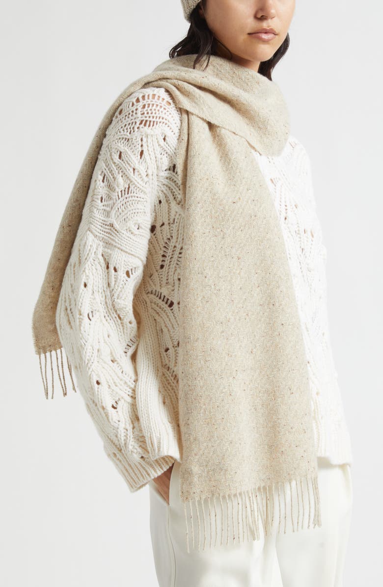 Johnstons of Elgin Cashmere Scarf & Beanie Set, Alternate, color, Cream Dune