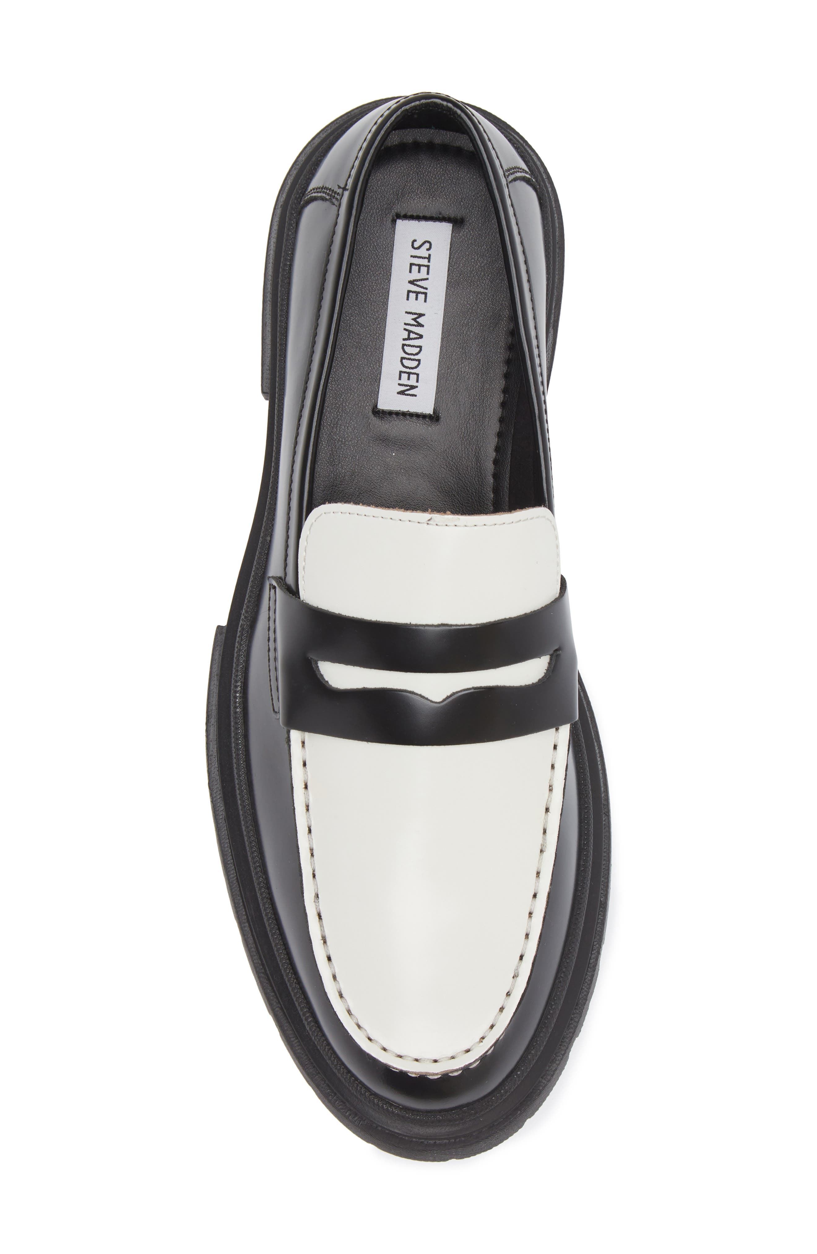 Zaccai Lug Sole Penny Loafer, Alternate, color, BLACK WHITE