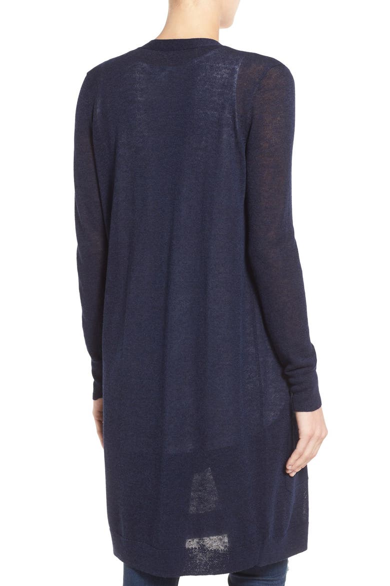 Long Linen Blend Cardigan, Alternate, color, NAVY PEACOAT