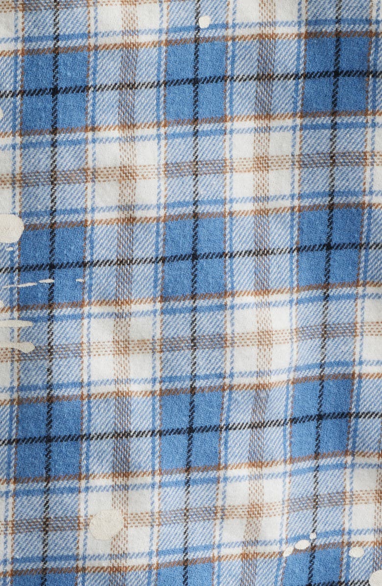 CRIMINAL DAMAGE Bleached Plaid Snap-Up Shirt, Alternate, color, Blue