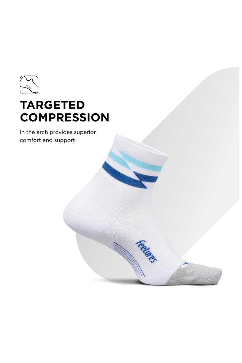 Elite Light Cushion Quarter Solid  Sport Sock with Targeted Compression, Alternate, color, Blue Stripe