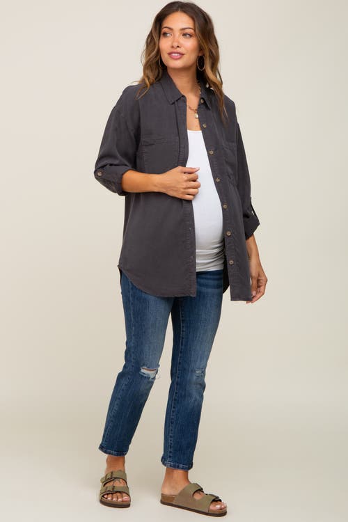 Pinkblush Button Down Top In Gray