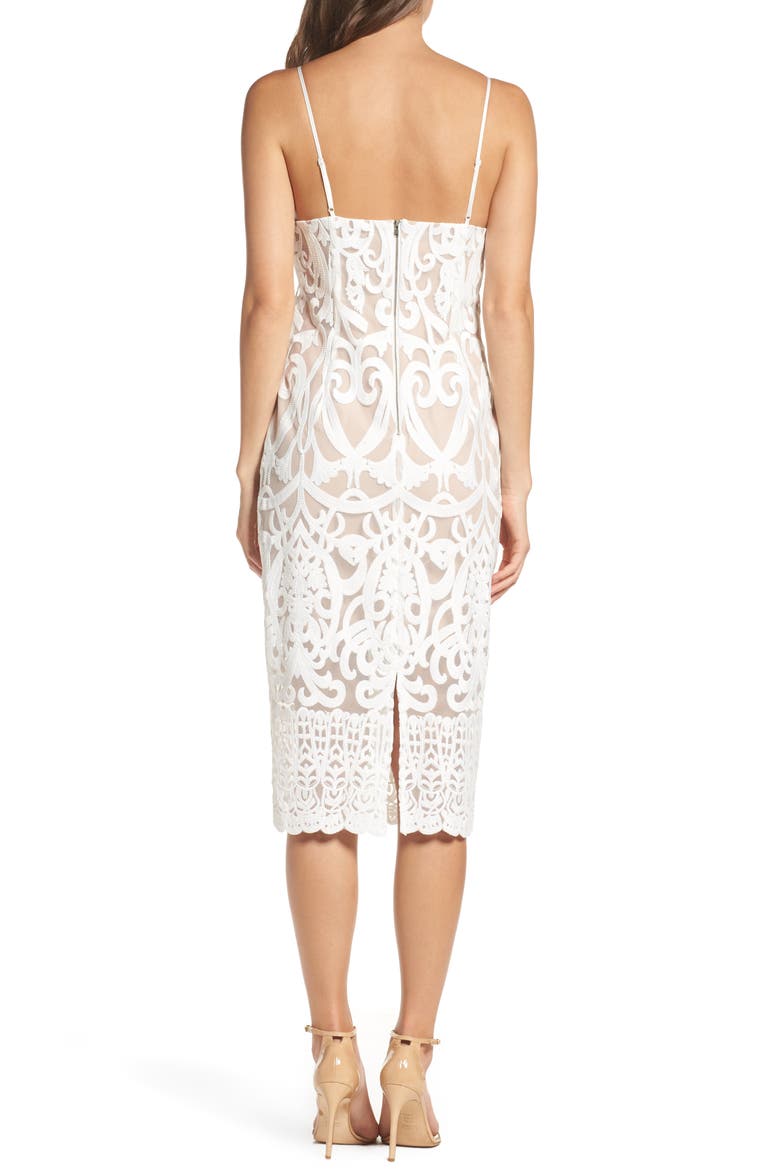 Gia Embroidered Mesh Cocktail Dress, Alternate, color, IVORYDNU