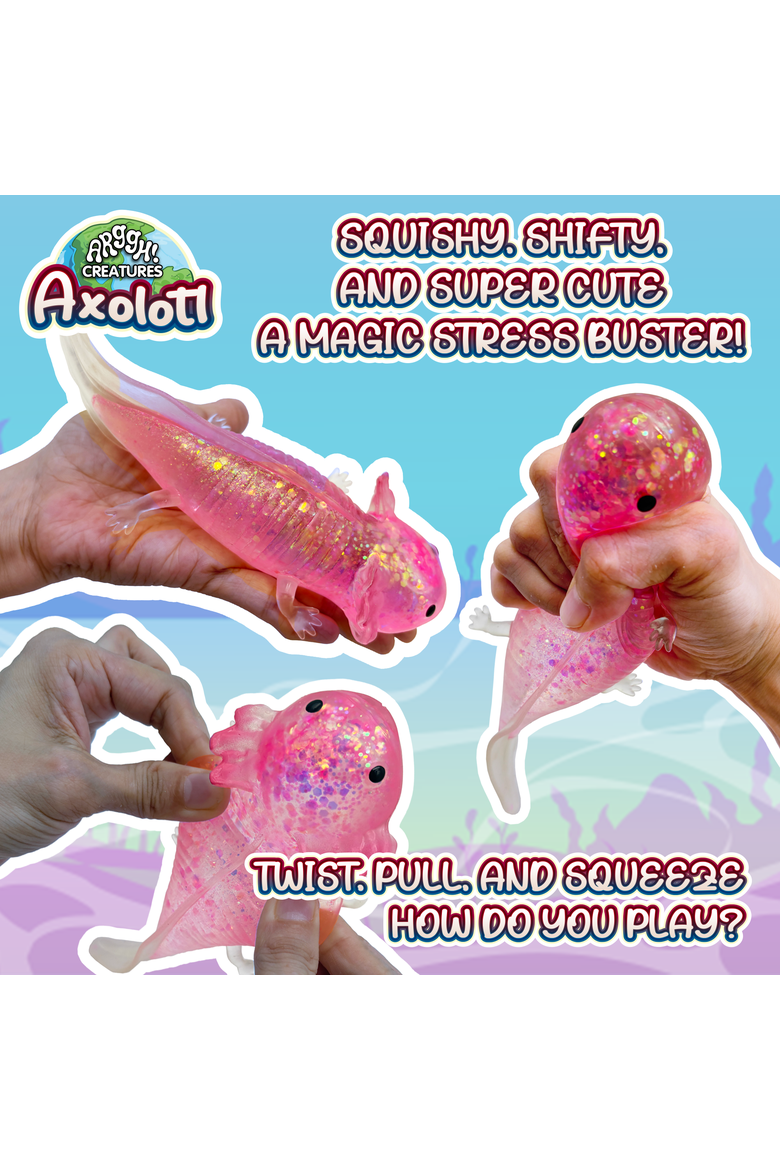 Axolotl Stress Toy - Glitter Pink, Alternate, color, Pink