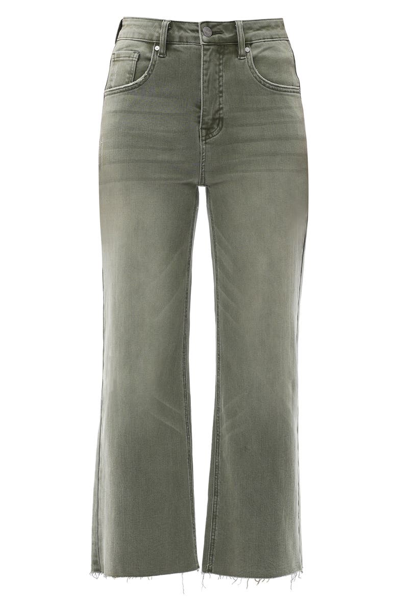 High Waist Raw Hem Wide Leg Jeans, Alternate, color, GREEN