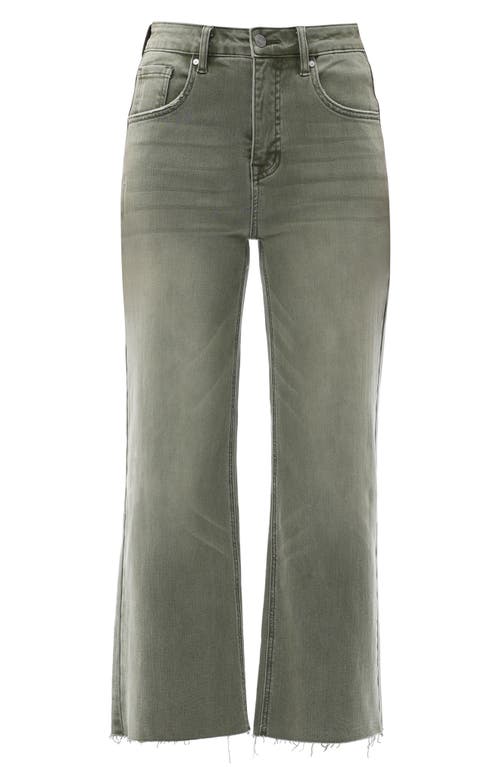Bayeas High Waist Raw Hem Wide Leg Jeans In Green