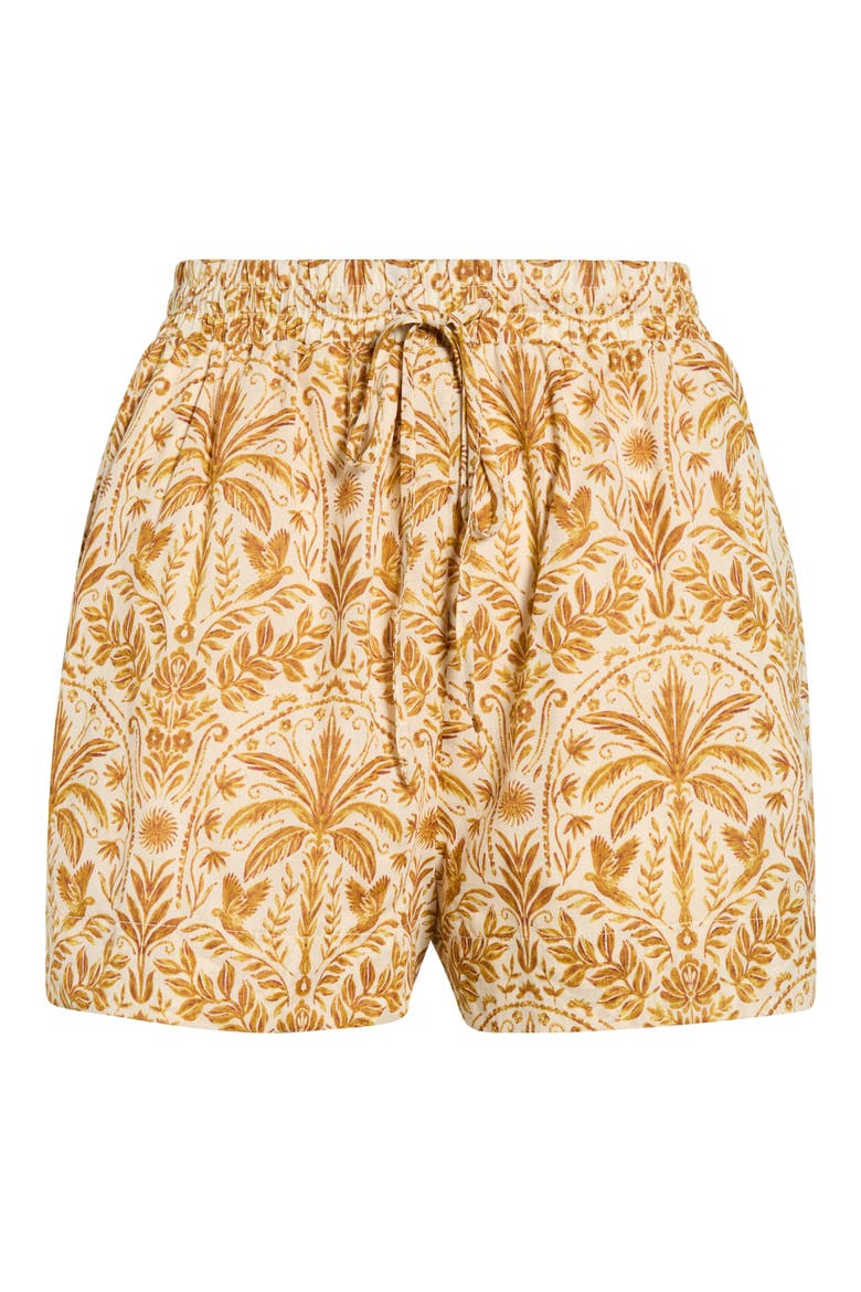 Calina Tropical Herta High Waist Shorts, Alternate, color, CREAM-BROWN