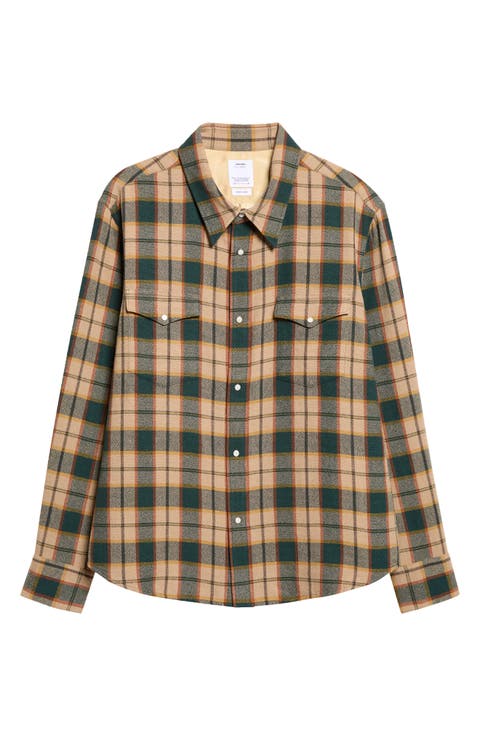 Meridian Check Wool & Linen Snap-Up Shirt