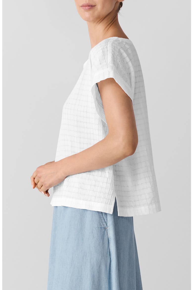 Boxy Boat Neck Organic Cotton Blend Top, Alternate, color, WHITE