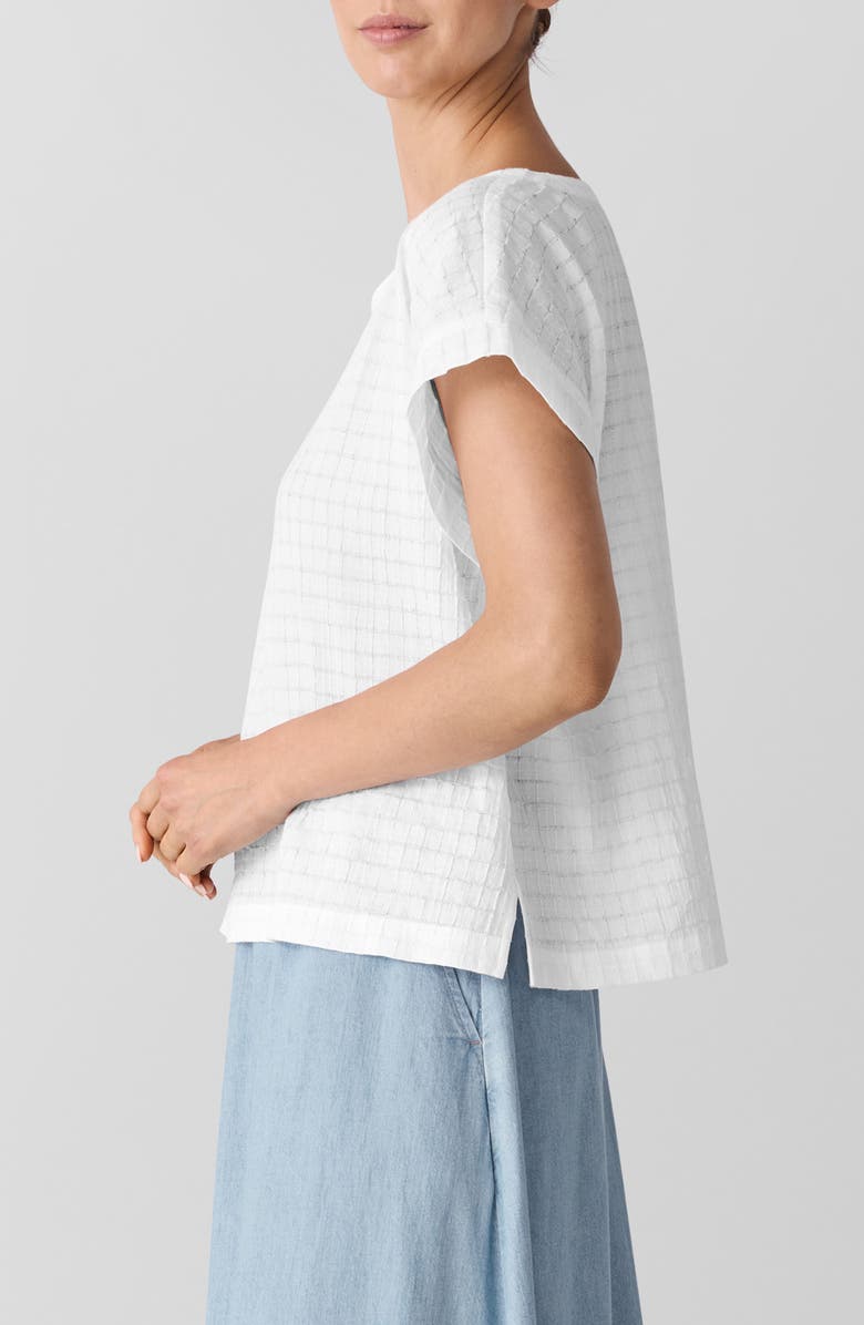 Eileen Fisher Boxy Boat Neck Organic Cotton Blend Top, Alternate, color, White