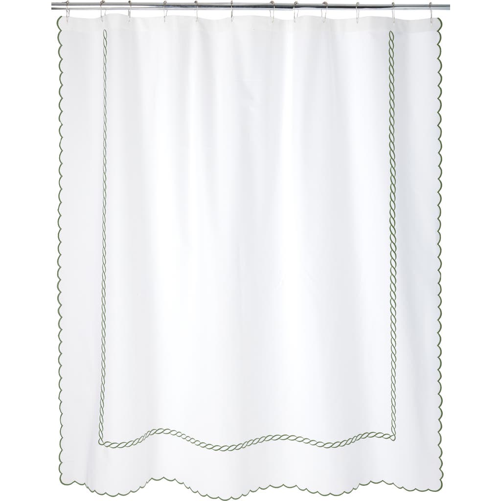 Matouk Classic Chain Scallop Shower Curtain In Clover