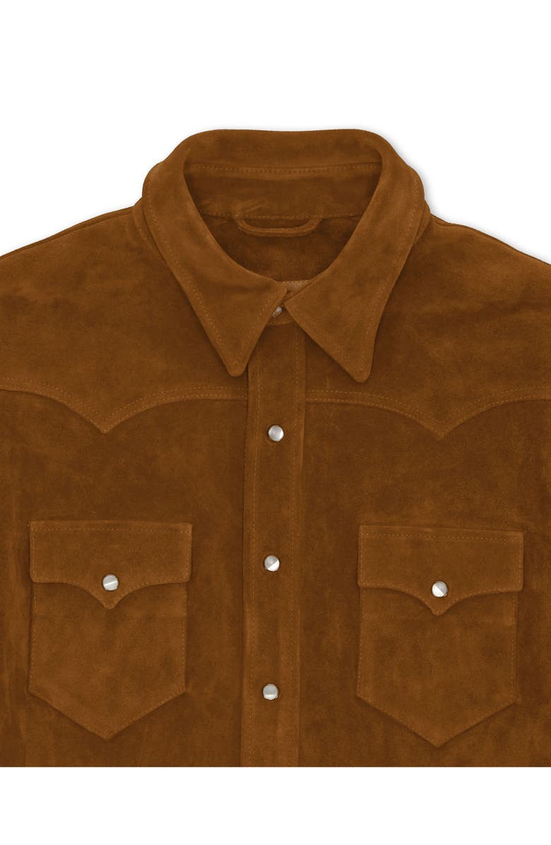 Fortela Ranch Texan Suede Leather Shirt, Alternate, color, Brown
