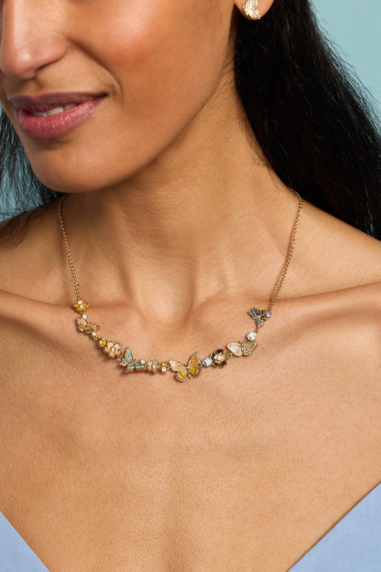 New York Botanical Garden® Butterfly Inline Necklace, Alternate, color, Gold