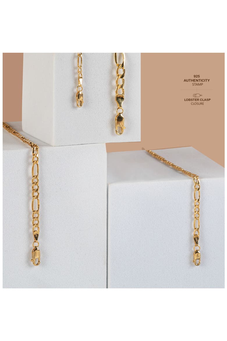 Flat Figaro Link Necklace, Alternate, color, GOLD