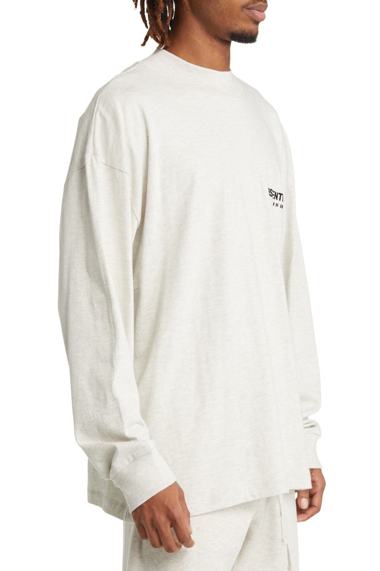 Essentials Logo Long Sleeve T-Shirt, Alternate, color, LIGHT OATMEAL
