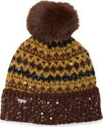 Steve Madden Fair Isle Sequin Beanie