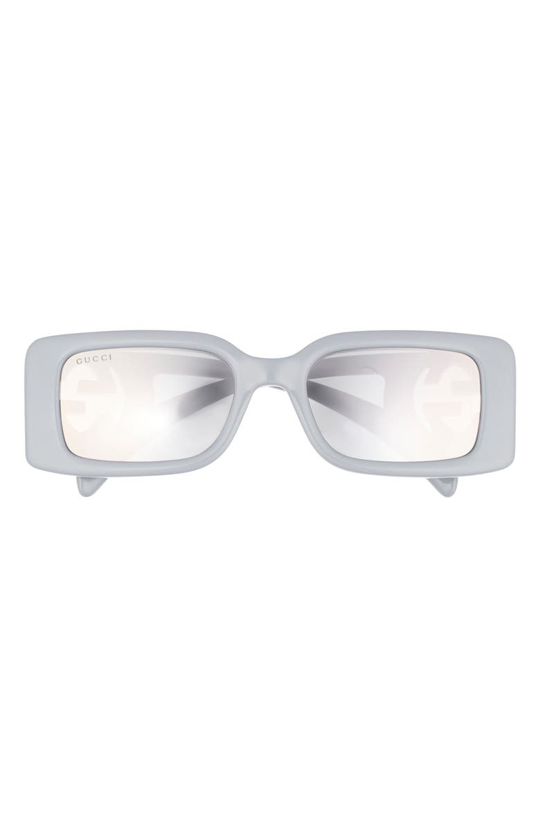 Gucci 54mm Polarized Square Sunglasses, Main, color, Silver Silver Silver