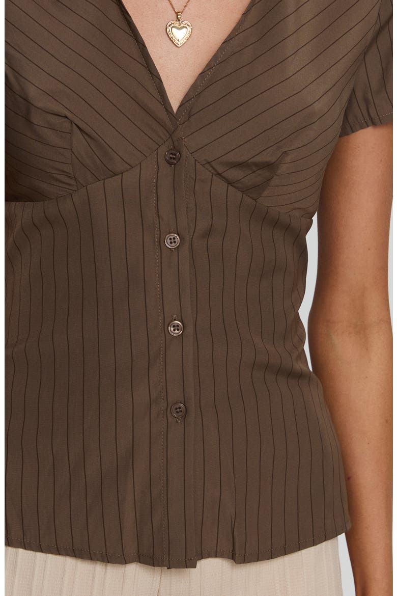 Life Begins Short Sleeve Shirt, Alternate, color, BROWN STRIPE