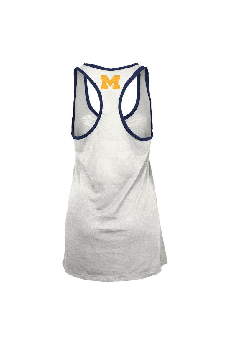 Women's Pressbox White/Navy Michigan Wolverines Tracy Racerback Burnout Tank Top, Alternate, color, White