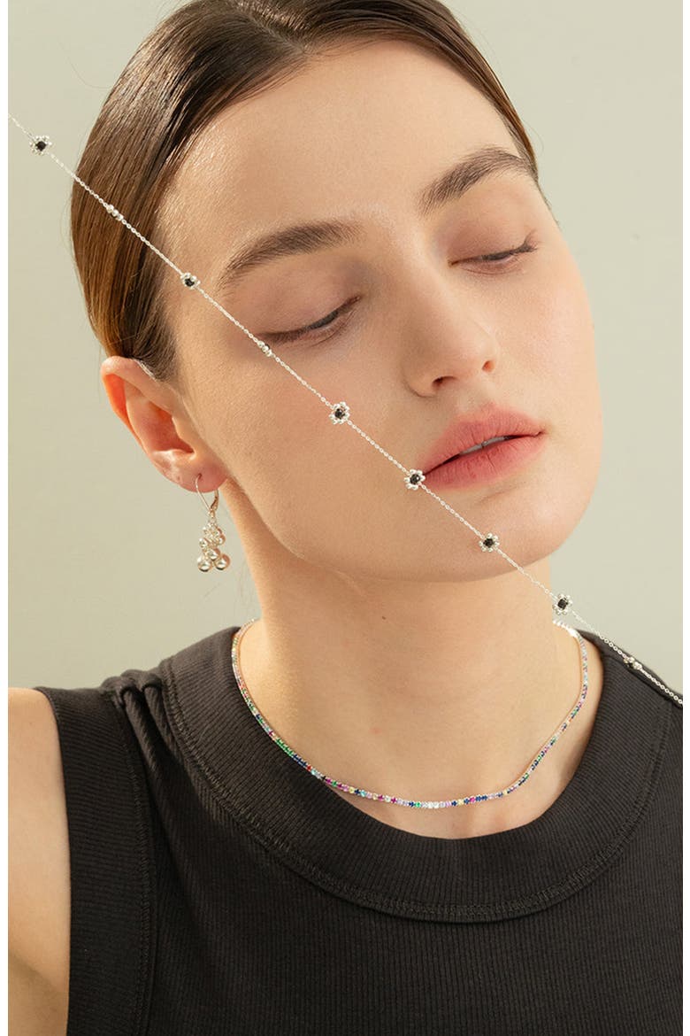 Sterling Silver 18k Gold Plated Dari Flower Necklace Dainty Minimal, Alternate, color, Silver