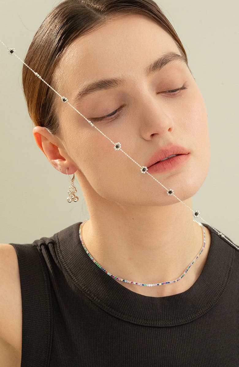 Bearfruit Jewelry Sterling Silver 18k Gold Plated Dari Flower Necklace Dainty Minimal, Alternate, color, Silver