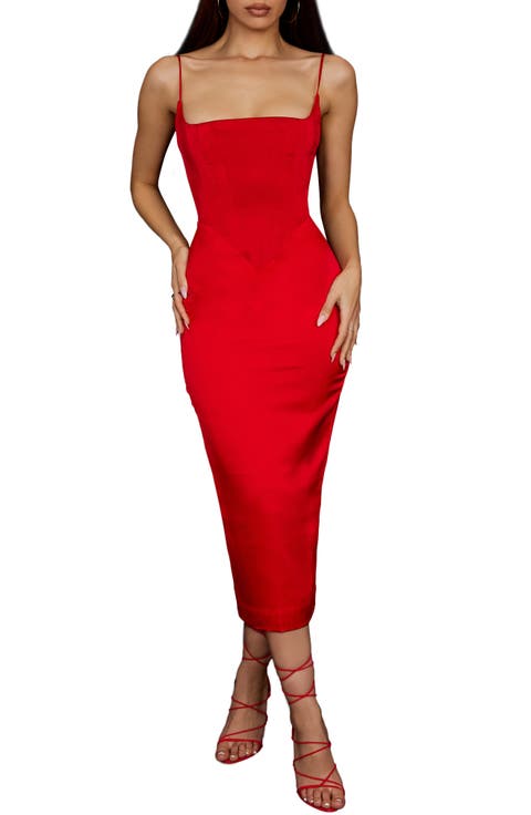 Anais Satin Corset Midi Dress