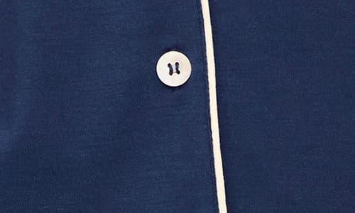 Eberjey Gisele Relaxed Jersey Knit Short Pajamas In Navy/ivory