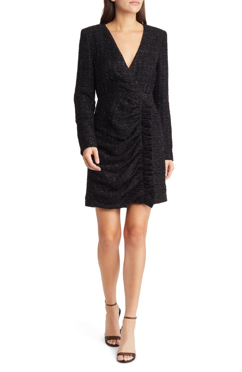 AREA STARS Sparkle Jacquard Surplice Long Sleeve Dress, Main, color, 