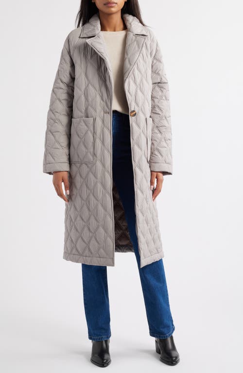 Bernardo Diamond Quilted Long Coat In Gray