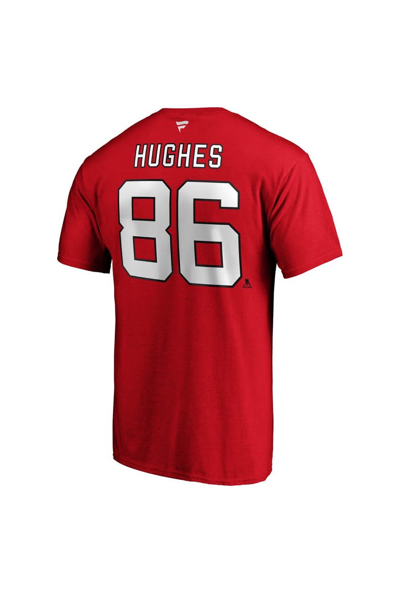 Men's Fanatics Branded Jack Hughes Red New Jersey Devils Big & Tall Name & Number T-Shirt, Alternate, color, Red