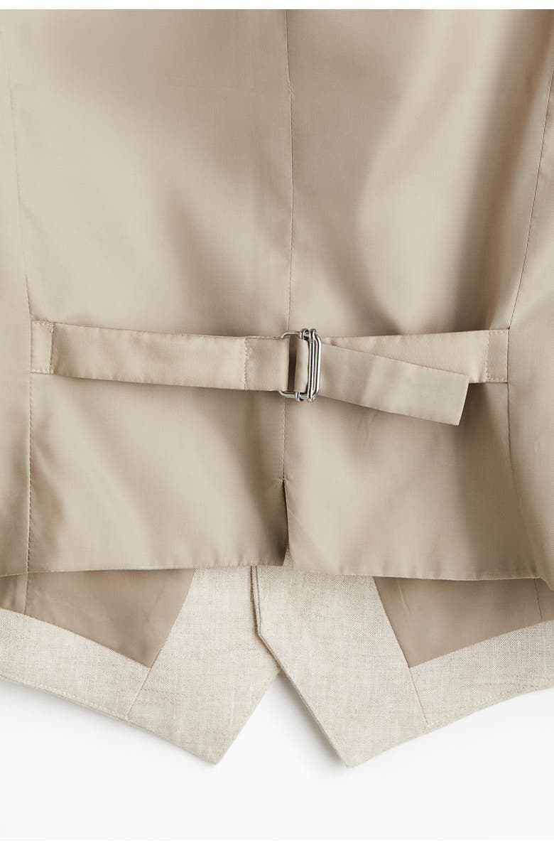 H&M Slim Fit Linen Suit Waistcoat, Alternate, color, Light Beige
