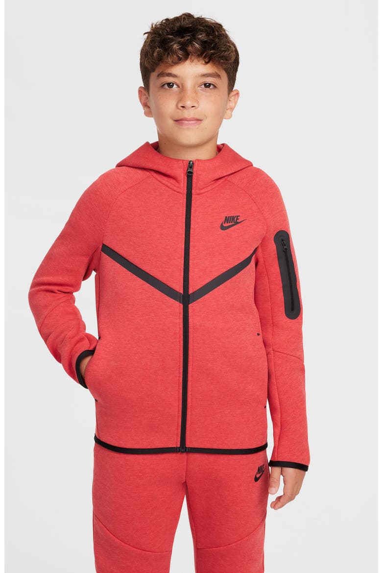 Kids' Sportswear Tech Fleece Full Zip Jacket, Main, color, UNIVERSITY RED HEATHER/ BLACK