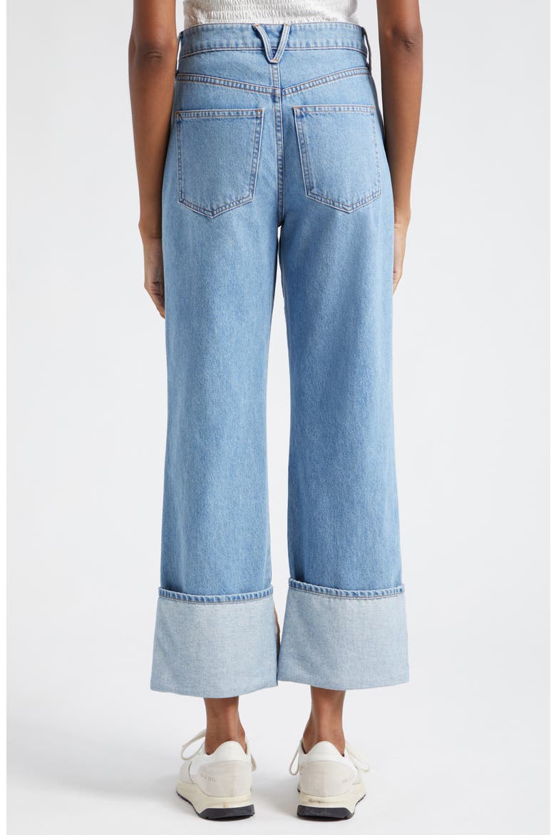 Dylan Cuffed High Waist Relaxed Straight Leg Jeans, Alternate, color, SILVER BLUE