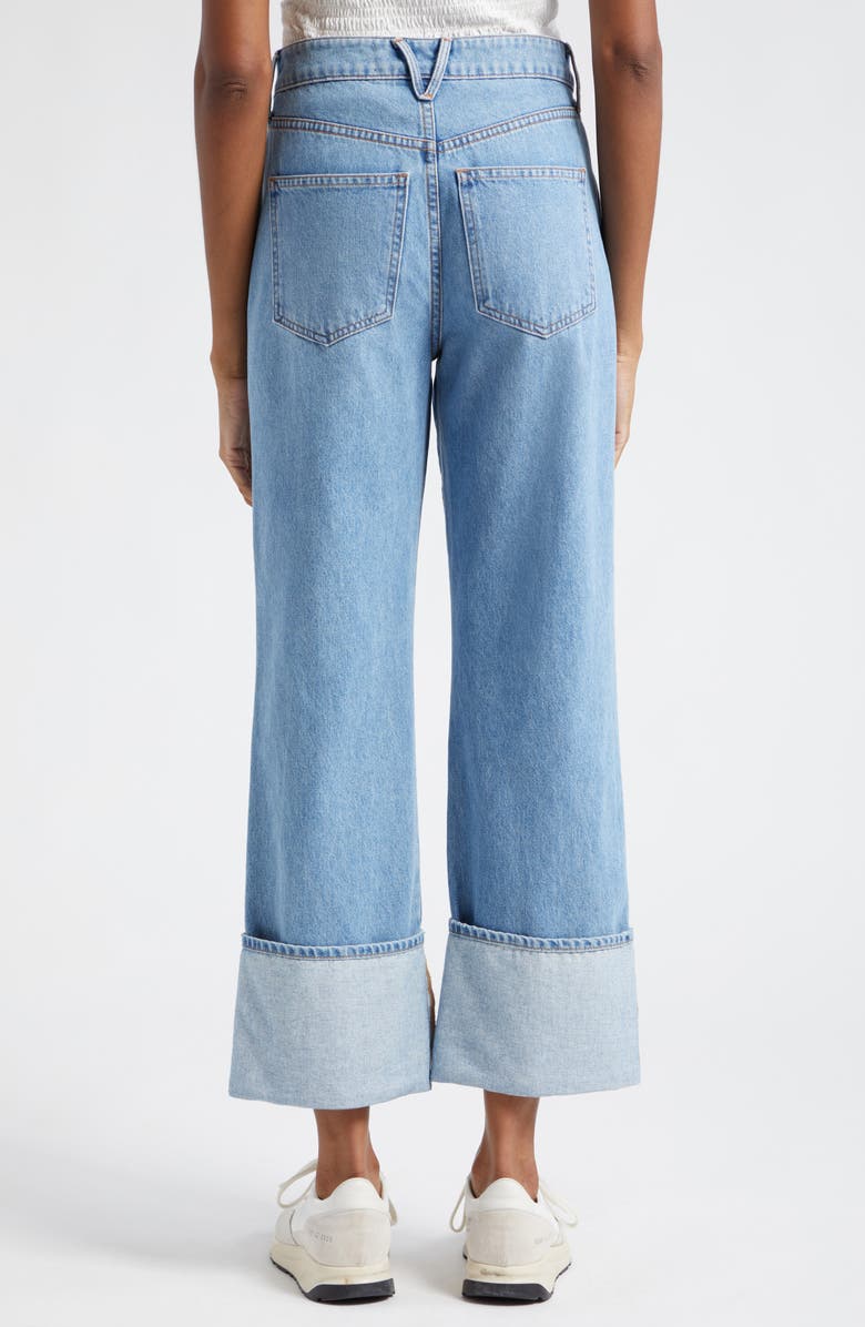 Veronica Beard Dylan Cuffed High Waist Relaxed Straight Leg Jeans, Alternate, color, Silver Blue