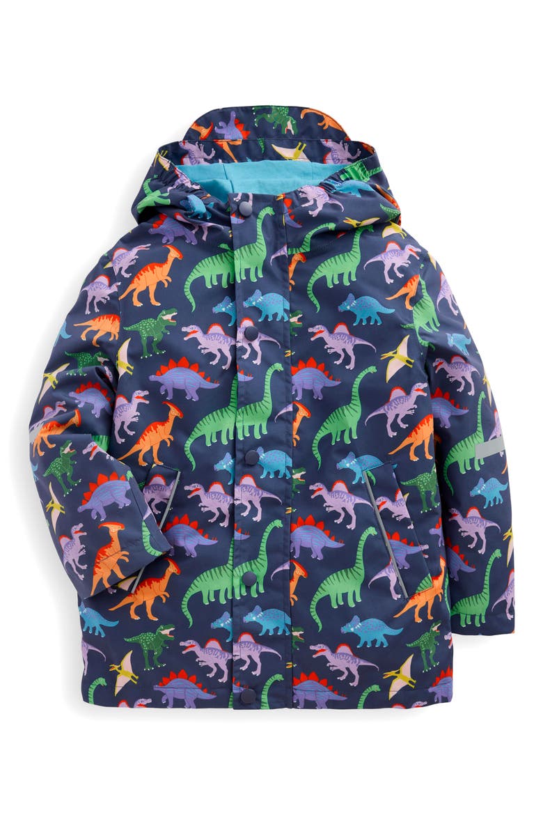 Kids' Waterproof Hooded Fisherman's Jacket, Main, color, ROBOT BLUE DINOS