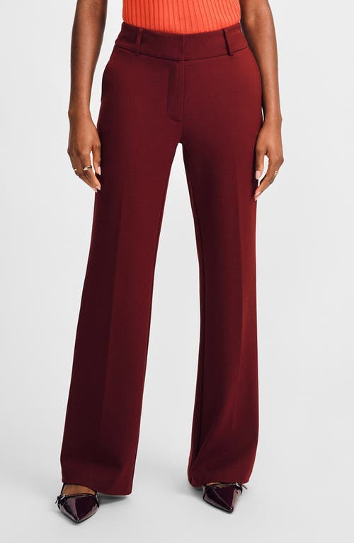 Isaac Mizrahi New York High Waist Flare Pants In Maroon