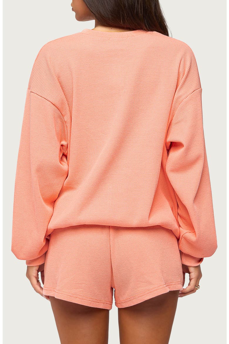 Baila Waffle Henley Top, Alternate, color, ORANGE