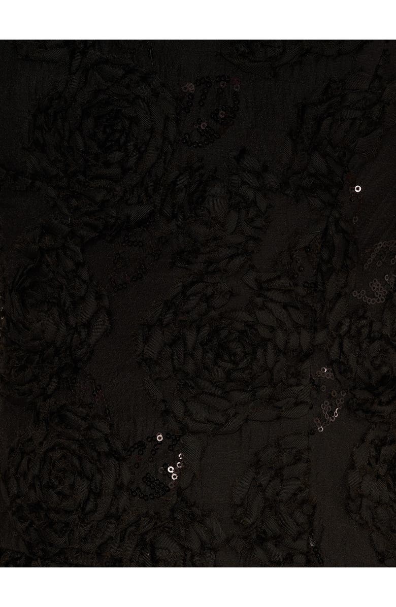 Adrianna Papell Sequin Soutache Bubble Skirt Fit & Flare Cocktail Minidress, Alternate, color, Black