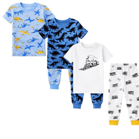 Kids 3 Pack Pajamas Toddlers and Boys Snug Fitted Short Sleeve Sleepwear Sets