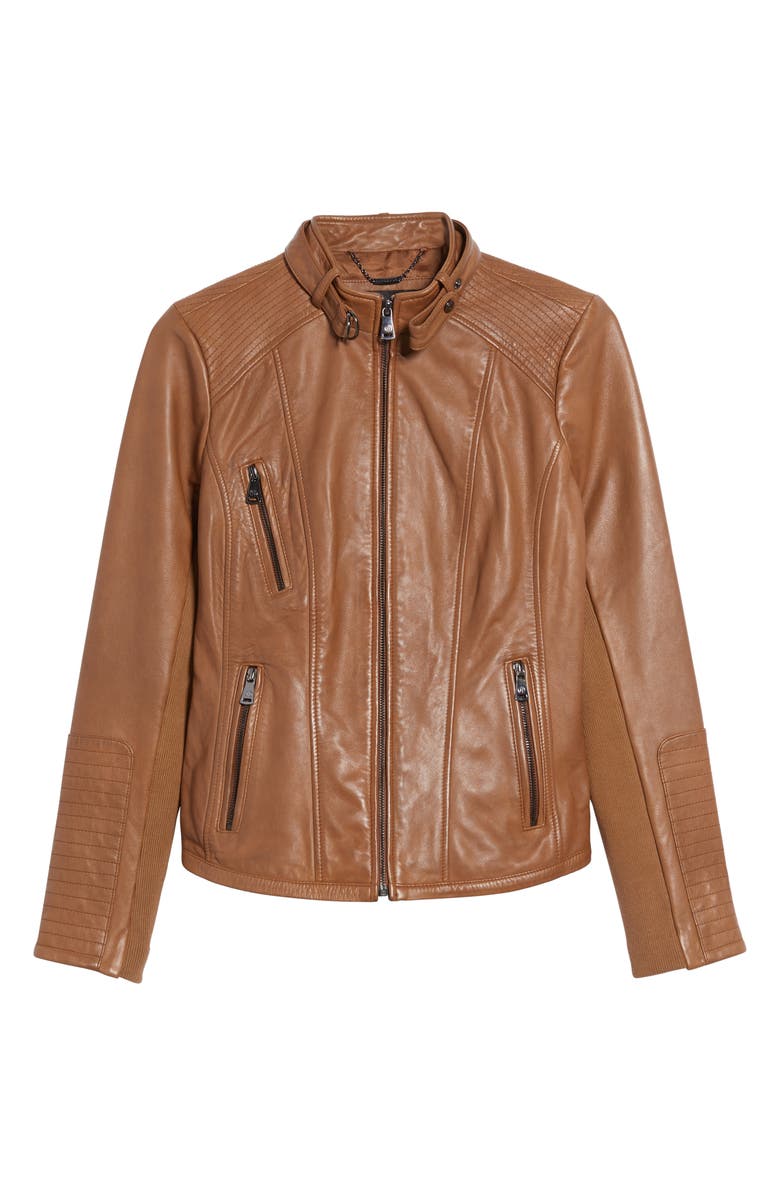 Bernardo Zip Front Leather Biker Jacket, Alternate, color,