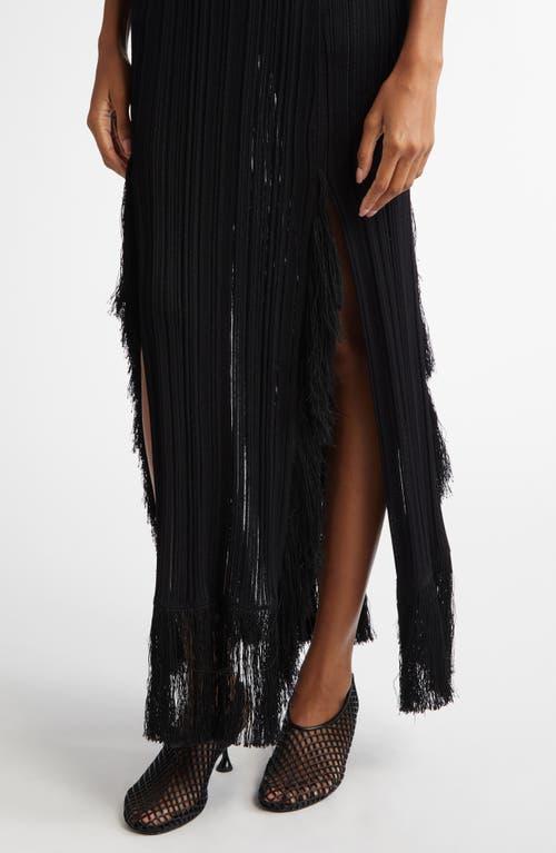 Proenza Schouler Alaina Fringe Knit Slits Maxi Skirt In Black