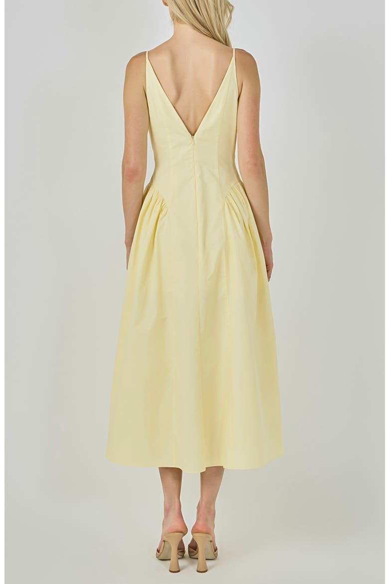 V-Neck Side Puff Midi Dress, Alternate, color, BUTTER YELLOW