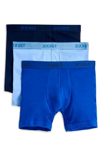 2(x)ist Men's Essential 3 Pack No Show Brief In Navy/cobalt/porcelain